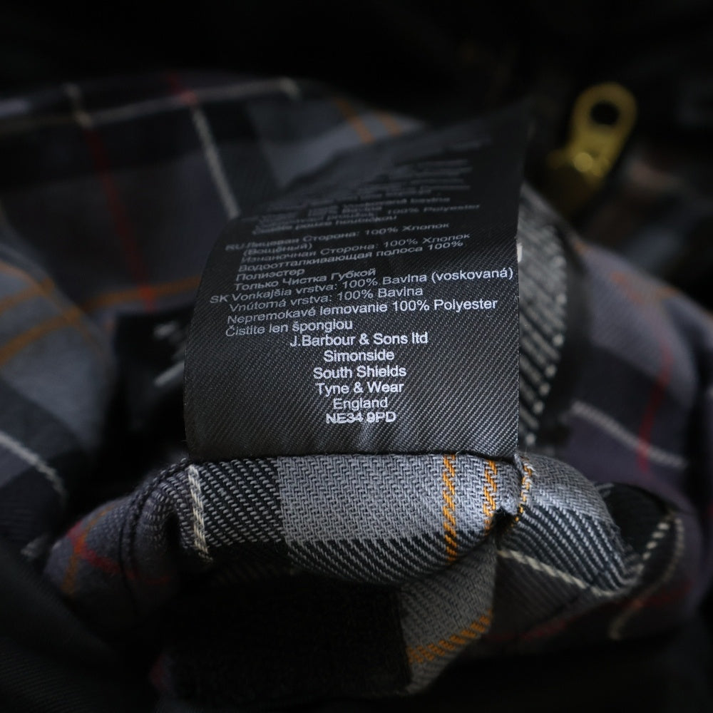 Barbour(バブアー) BEDALE WAX JACKET ビデイル 裏地チェック オイルド ジャケット ブルゾン ブラック MWX0018BK9134