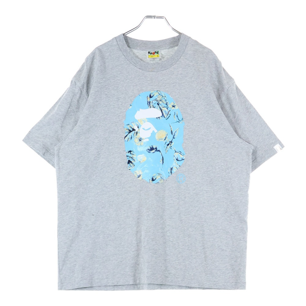 A BATHING APE(アベイシングエイプ) VACATION PATTERN HEAD RELAXED FIT TEE バケーション パターン ハードリラックス フィット クルーネック 半袖 カットソー Tシャツ グレー