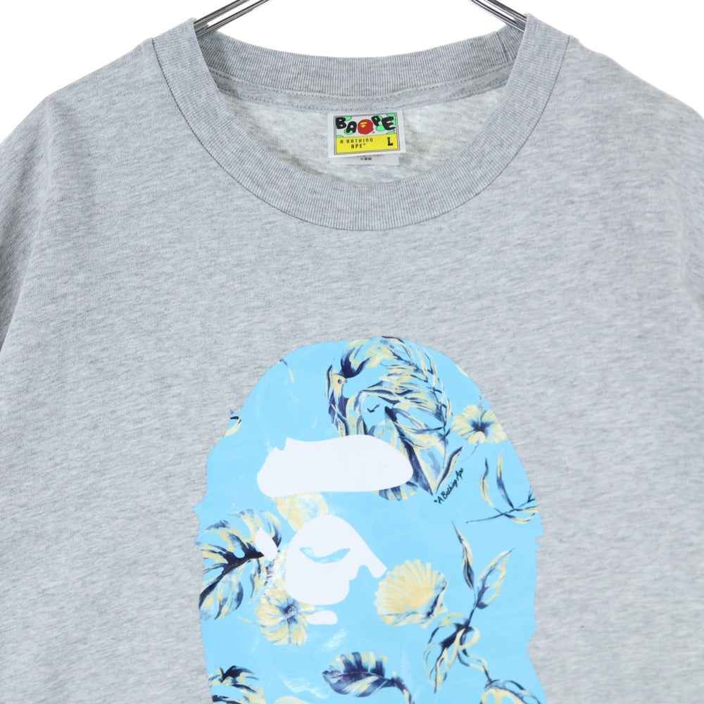 A BATHING APE(アベイシングエイプ) VACATION PATTERN HEAD RELAXED FIT TEE バケーション パターン ハードリラックス フィット クルーネック 半袖 カットソー Tシャツ グレー