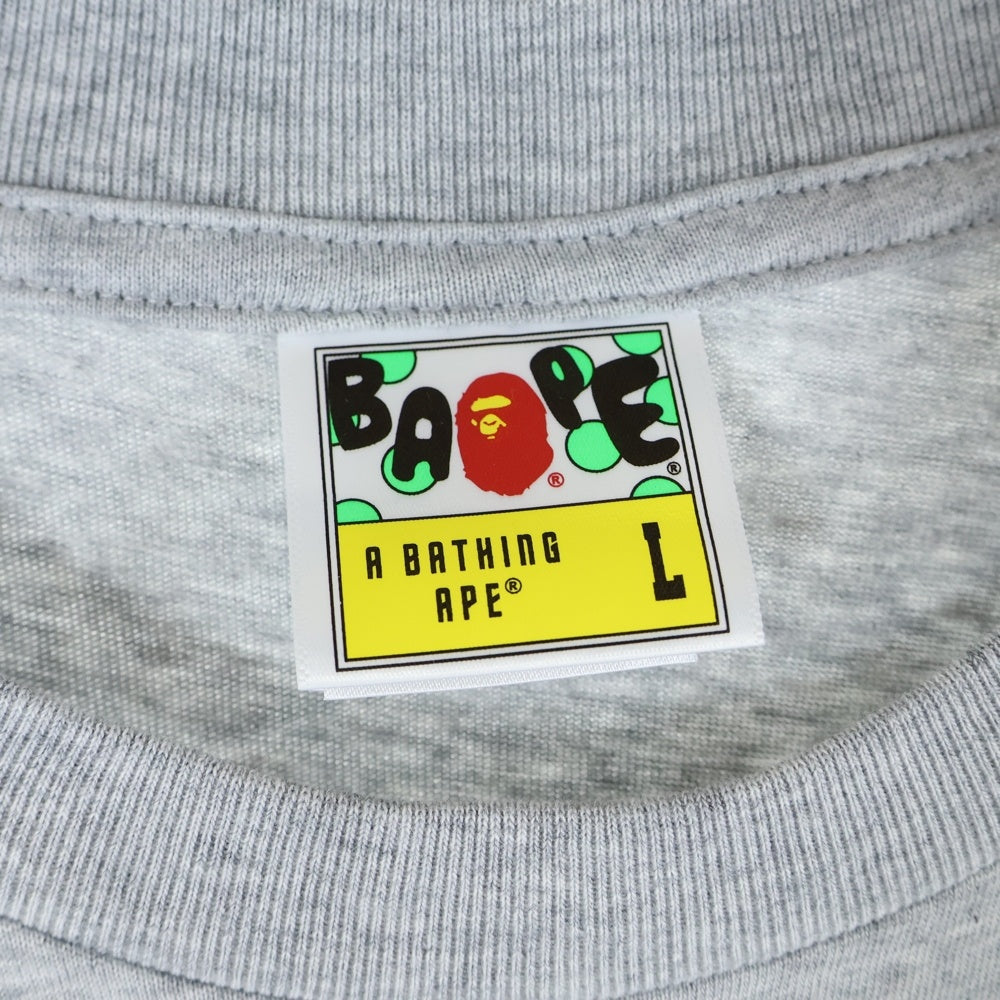 A BATHING APE(アベイシングエイプ) VACATION PATTERN HEAD RELAXED FIT TEE バケーション パターン ハードリラックス フィット クルーネック 半袖 カットソー Tシャツ グレー
