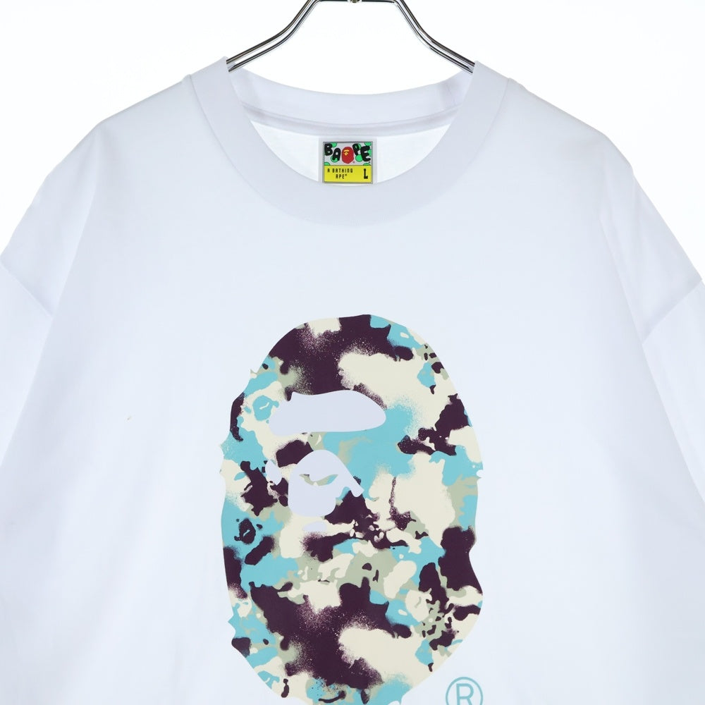 A BATHING APE(アベイシングエイプ) MAP CAMO RELAXED FIT TEE マップカモ リラックス フィット フロント ロゴ プリント クルーネック 半袖 カットソー Tシャツ ホワイト