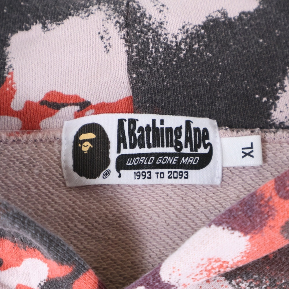 A BATHING APE(アベイシングエイプ) MAP CAMO PULLOVER HOODIE マップ カモ フロント ロゴ プリントロゴスウェットプルオーバーパーカー レッド