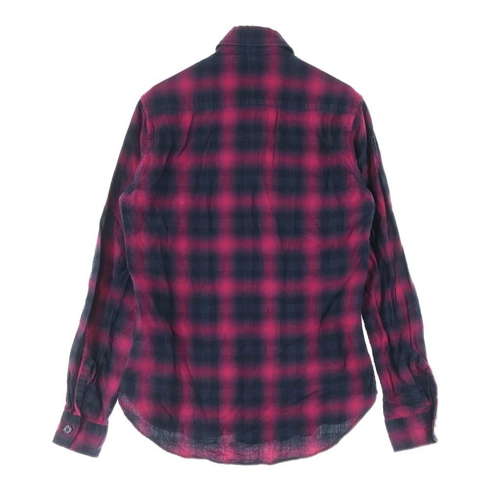 SAINT LAURENT PARIS(サンローランパリ) オンブレチェック レギュラーカラー 長袖シャツ レッド UP53 2016 00482