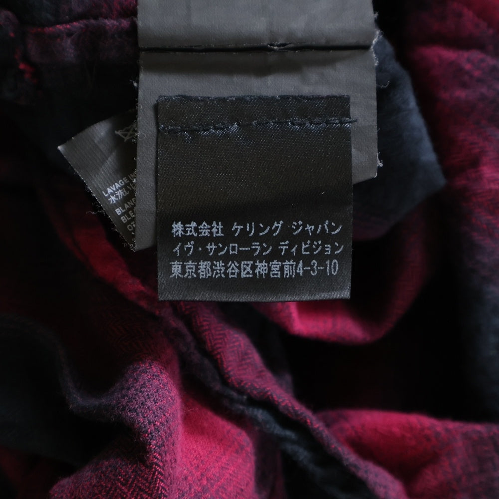 SAINT LAURENT PARIS(サンローランパリ) オンブレチェック レギュラーカラー 長袖シャツ レッド UP53 2016 00482