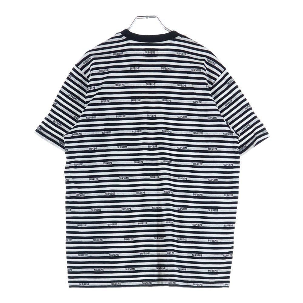 SUPREME(シュプリーム) 19SS Logo Stripe S/S Top ロゴストライプ 半袖Tシャツ カットソー ホワイト/ブラック
