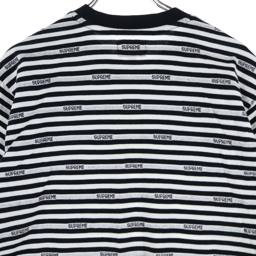 SUPREME(シュプリーム) 19SS Logo Stripe S/S Top ロゴストライプ 半袖Tシャツ カットソー ホワイト/ブラック