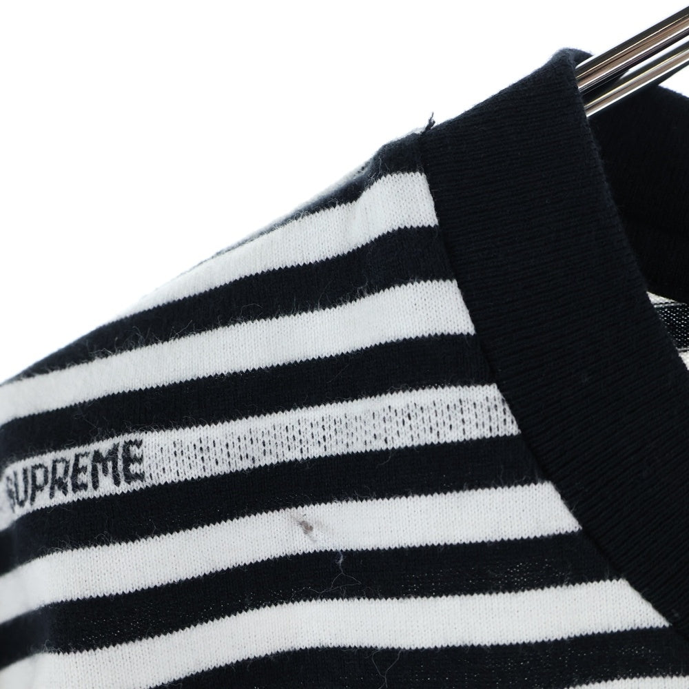 SUPREME(シュプリーム) 19SS Logo Stripe S/S Top ロゴストライプ 半袖Tシャツ カットソー ホワイト/ブラック