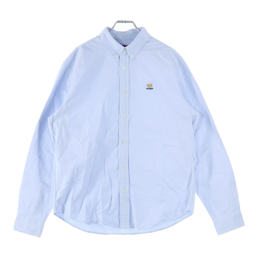 SUPREME(シュプリーム) 19AW Flannel Oxford Shirt フランネル オクスフォード クラウン刺繍 長袖シャツ ブルー