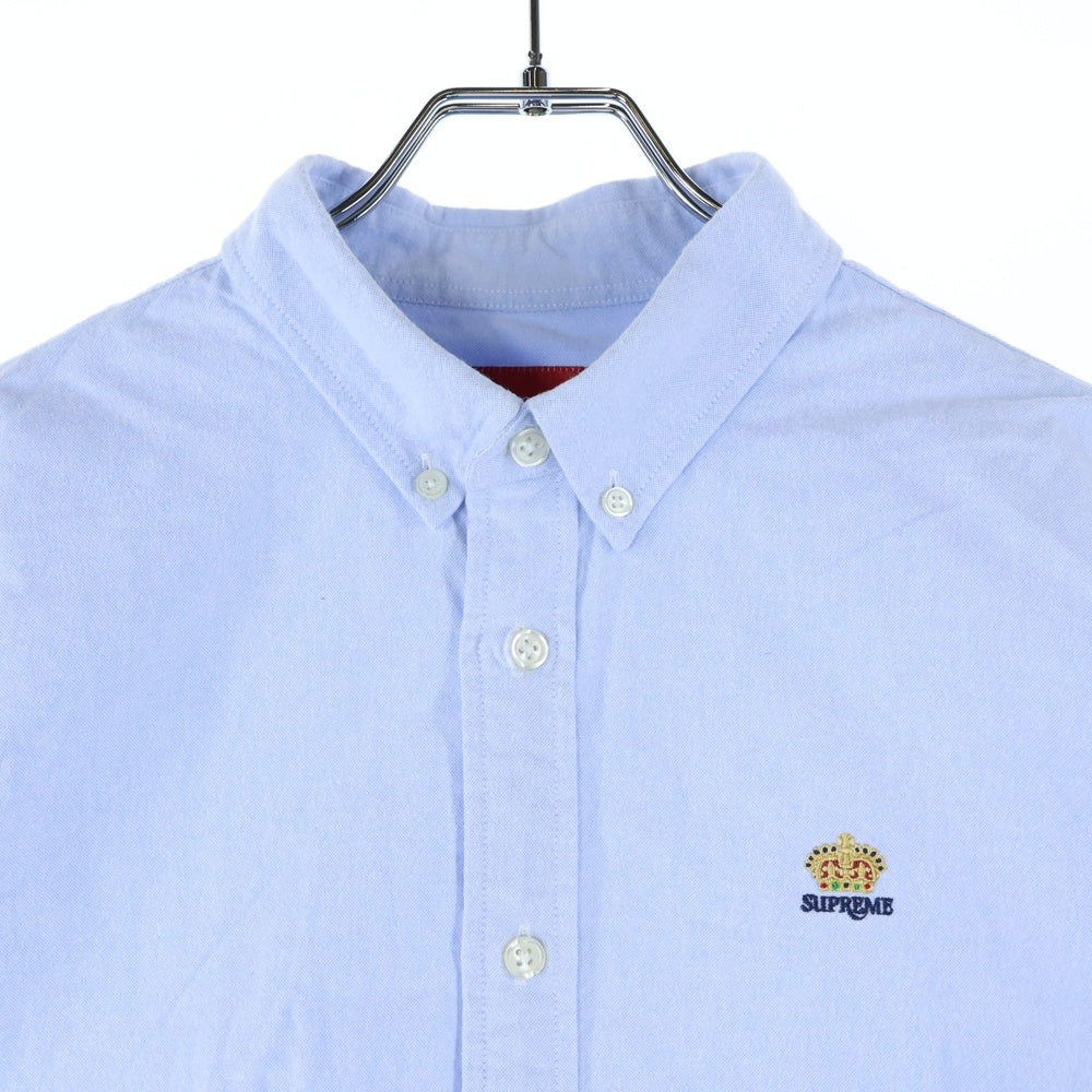 SUPREME(シュプリーム) 19AW Flannel Oxford Shirt フランネル オクスフォード クラウン刺繍 長袖シャツ ブルー