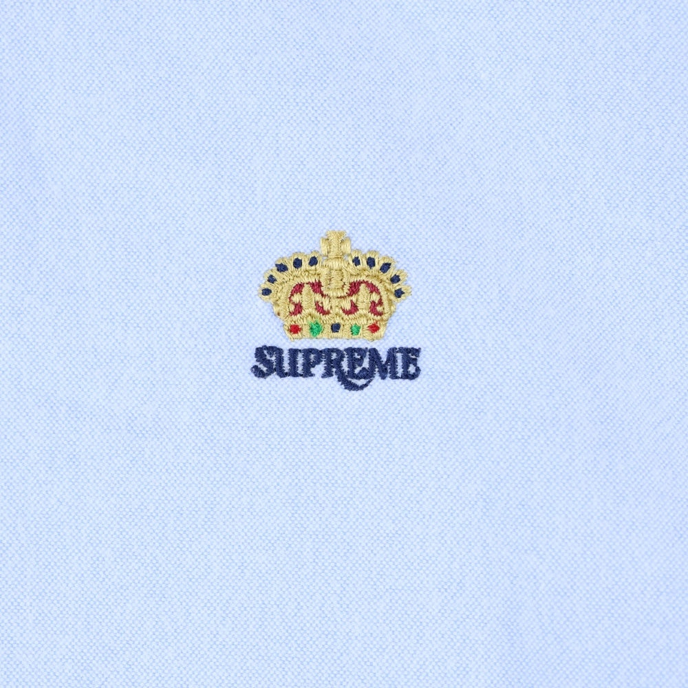 SUPREME(シュプリーム) 19AW Flannel Oxford Shirt フランネル オクスフォード クラウン刺繍 長袖シャツ ブルー
