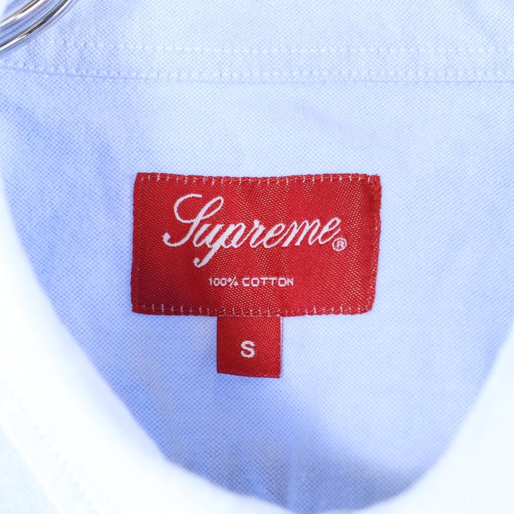 SUPREME(シュプリーム) 19AW Flannel Oxford Shirt フランネル オクスフォード クラウン刺繍 長袖シャツ ブルー
