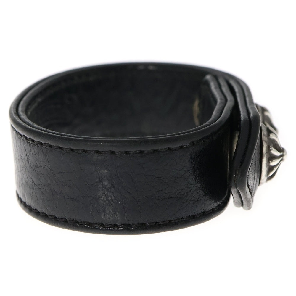 CHROME HEARTS(クロムハーツ) 3BTN 2SNP クロスボール 3ボタン2スナップ レザーブレスレット ブラック/シルバー BCA123