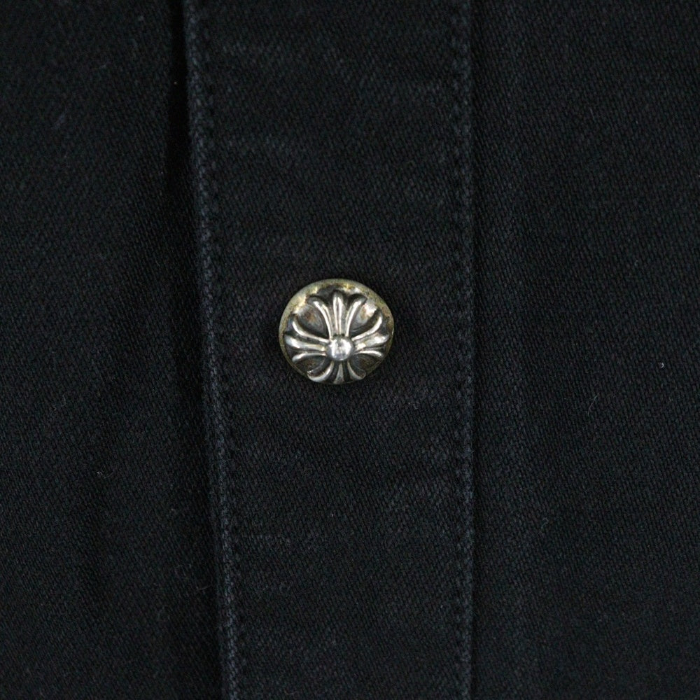 CHROME HEARTS(クロムハーツ) DENIM WESTERN 袖クロスパッチ クロスボールボタン デニムウエスタン 長袖シャツ JVPタグ ブラック
