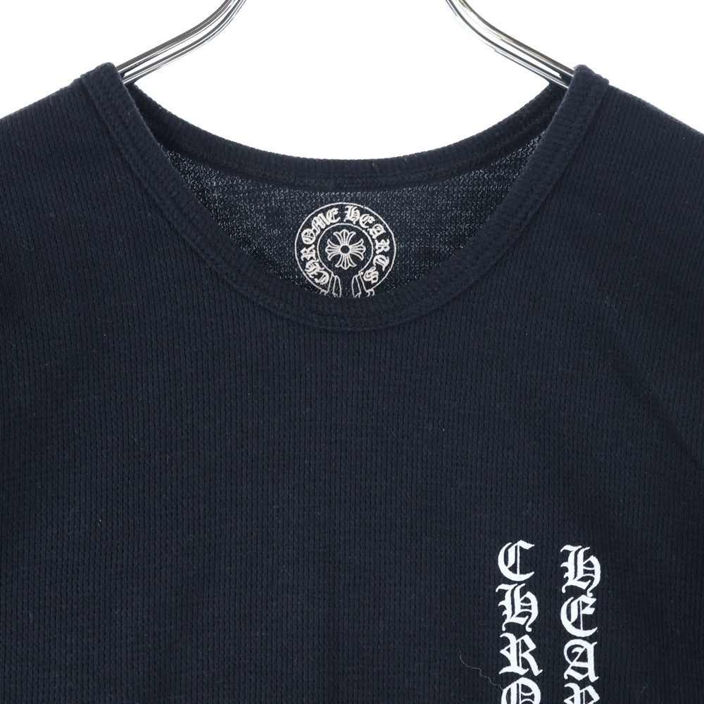 CHROME HEARTS(クロムハーツ) FLRL CRS Thermal L/S TEE バーティカルロゴ バックフローラルクロス サーマル クルーネック ロングスリーブ 長袖Tシャツ ロンT ブラック