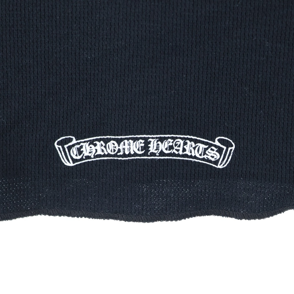 CHROME HEARTS(クロムハーツ) FLRL CRS Thermal L/S TEE バーティカルロゴ バックフローラルクロス サーマル クルーネック ロングスリーブ 長袖Tシャツ ロンT ブラック