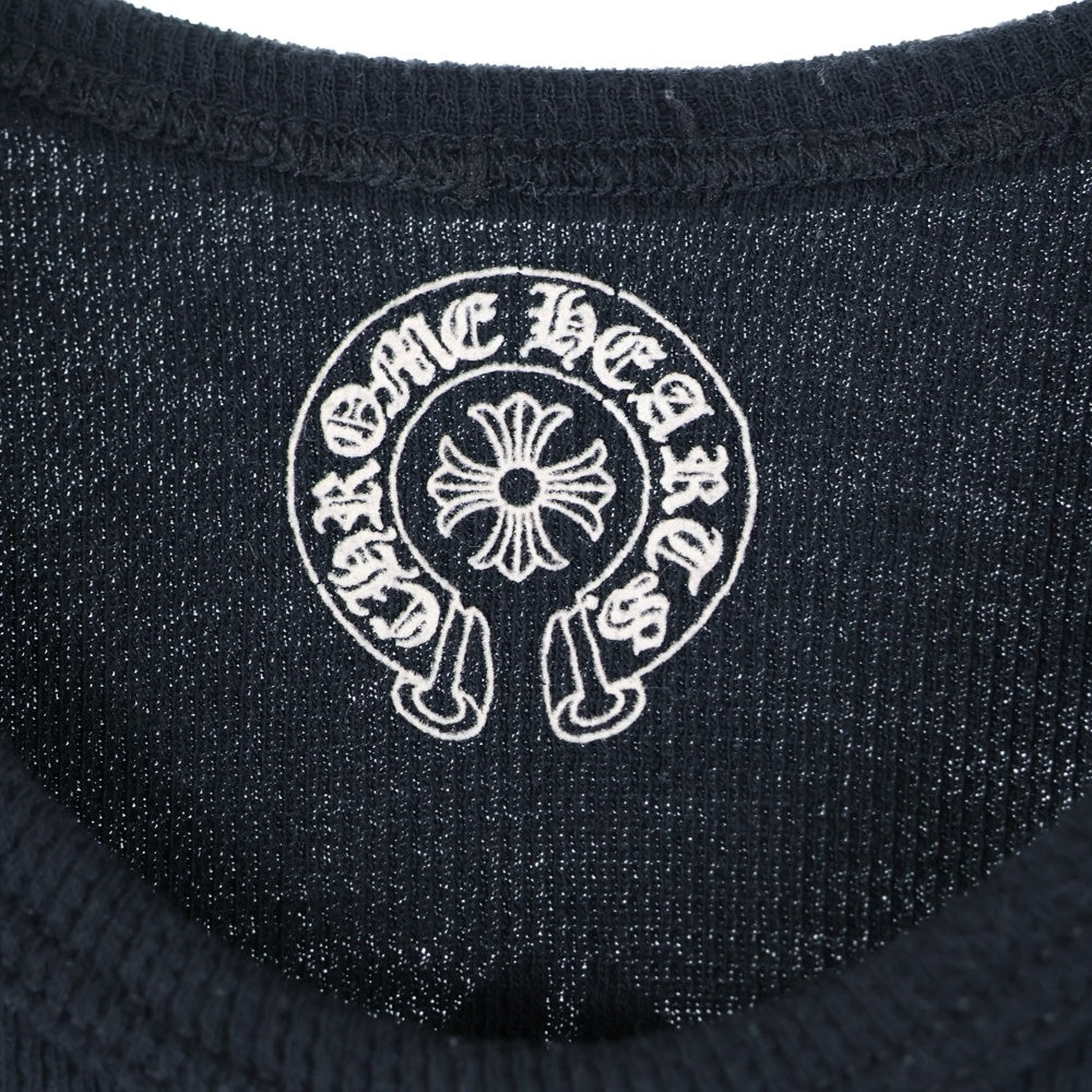 CHROME HEARTS(クロムハーツ) FLRL CRS Thermal L/S TEE バーティカルロゴ バックフローラルクロス サーマル クルーネック ロングスリーブ 長袖Tシャツ ロンT ブラック