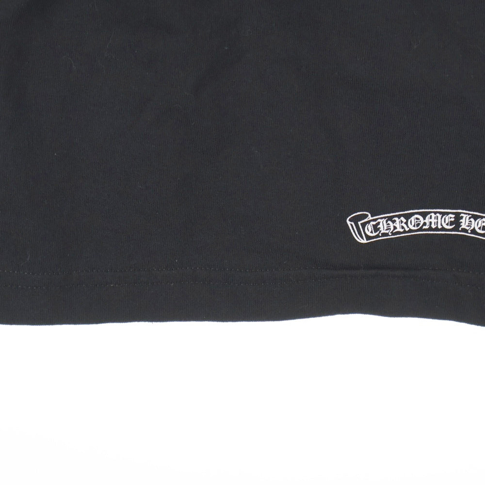 CHROME HEARTS(クロムハーツ) FLRL CRS L/S TEE バーティカルロゴ バックフローラルクロス フロントポケット クルーネック 長袖Tシャツ ロンT ブラック