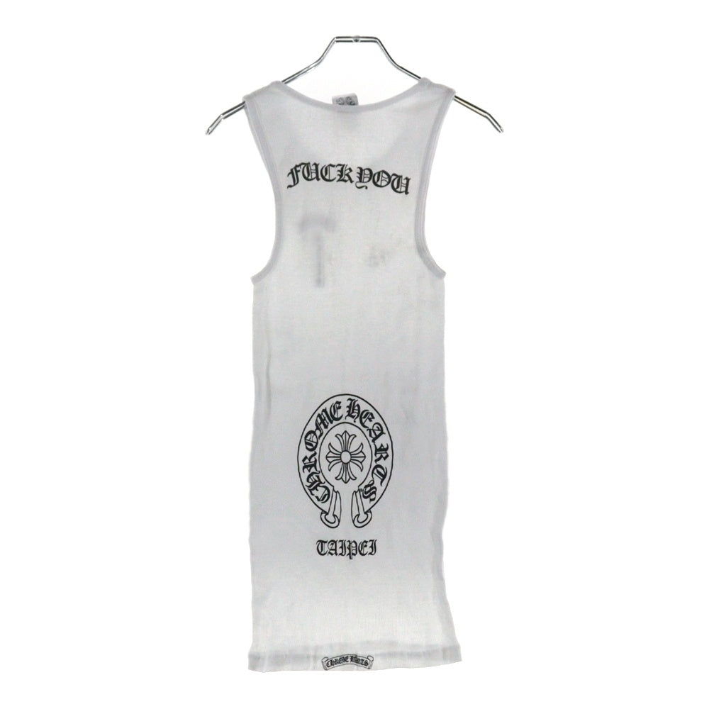 CHROME HEARTS(クロムハーツ) OLD Taipei FUCK YOU T-BAR TANK TOP オールドモデル 台湾限定 ファックユー Tバー バックホースシュープリント タンクトップ ノースリーブ ホワイト