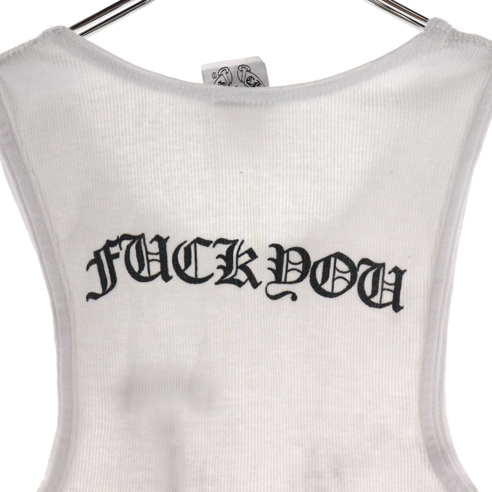 CHROME HEARTS(クロムハーツ) OLD Taipei FUCK YOU T-BAR TANK TOP オールドモデル 台湾限定 ファックユー Tバー バックホースシュープリント タンクトップ ノースリーブ ホワイト