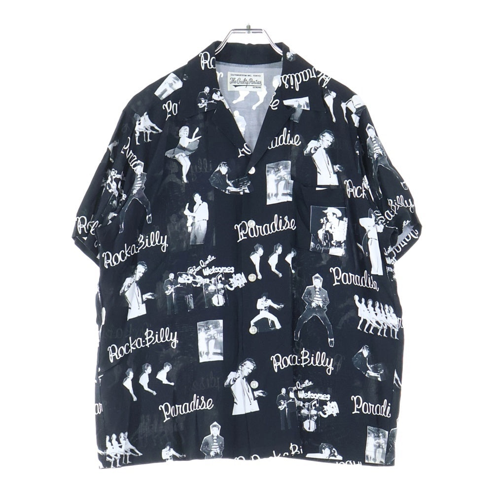 WACKO MARIA(ワコマリア) 19SS ROCKABILLY S/S HAWAIIAN SHIRTS ロカビリー 総柄 半袖シャツ ブラック