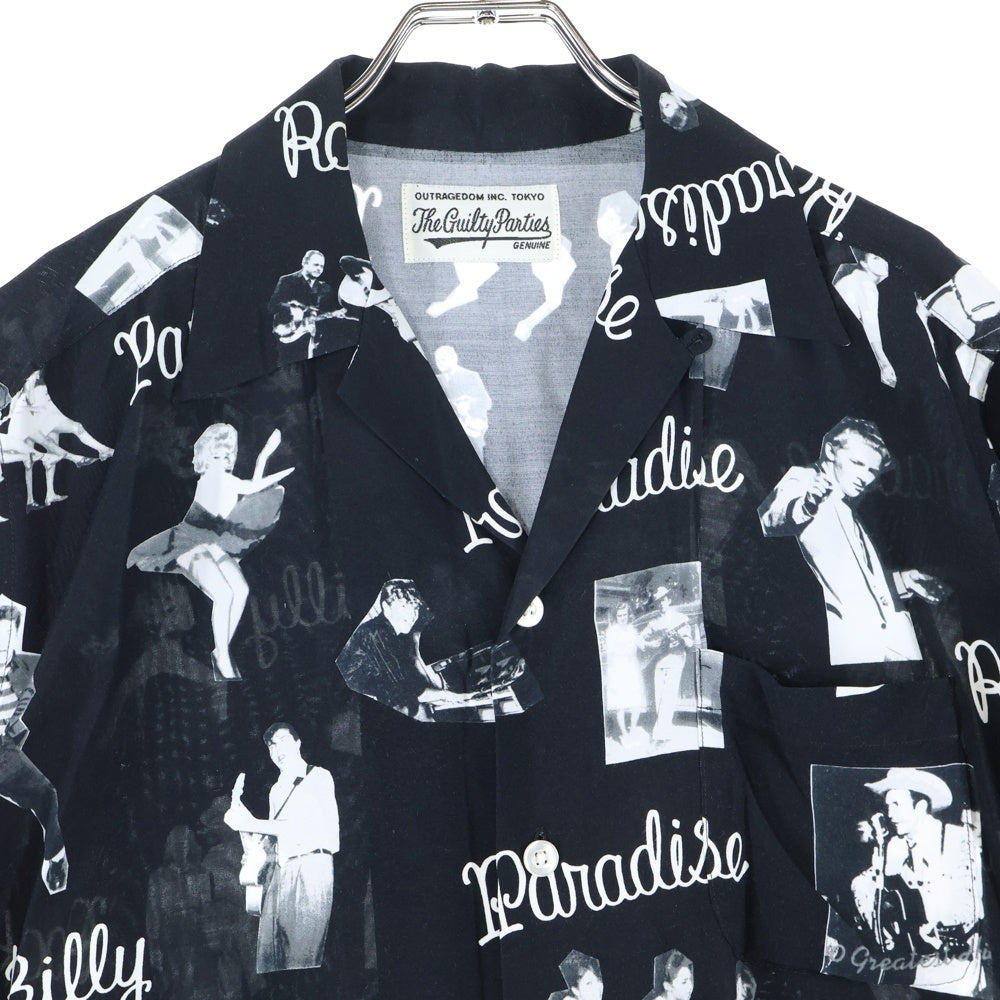 WACKO MARIA(ワコマリア) 19SS ROCKABILLY S/S HAWAIIAN SHIRTS ロカビリー 総柄 半袖シャツ ブラック