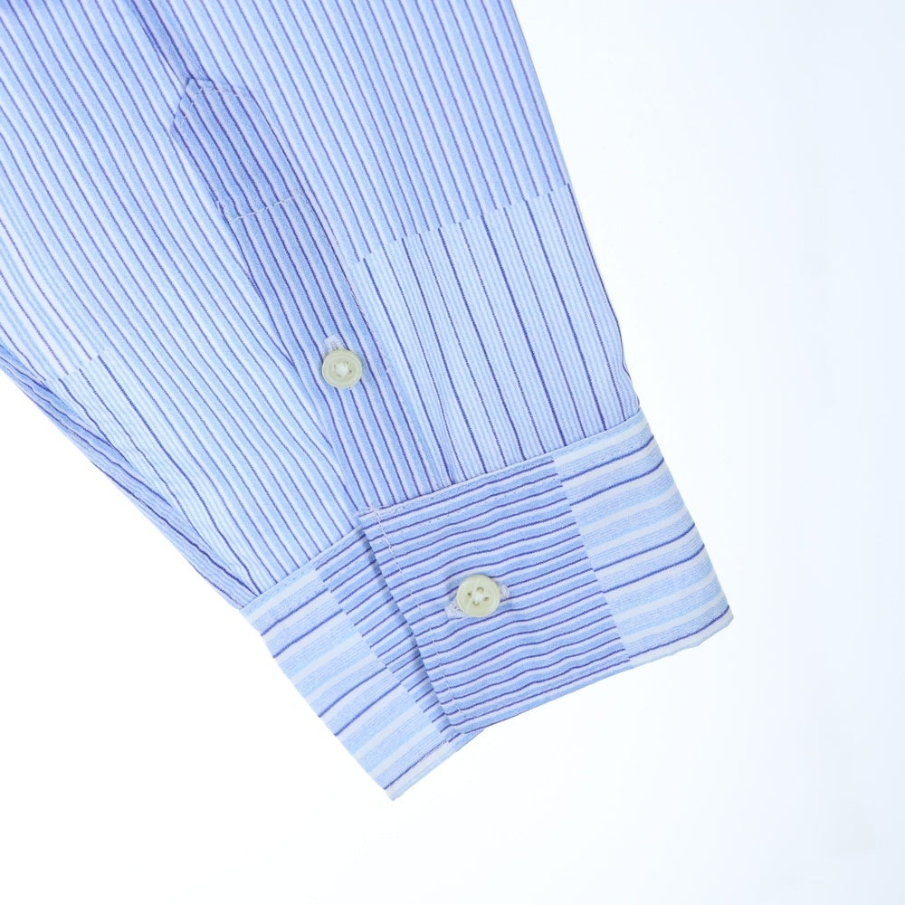 SSZ(エスエスズィー) 18SS SURF&SK8 BoltLeG ELBOW SHIRT サーフ&スケート ブートレグ ストライプ エルボー 長袖シャツ ブルー