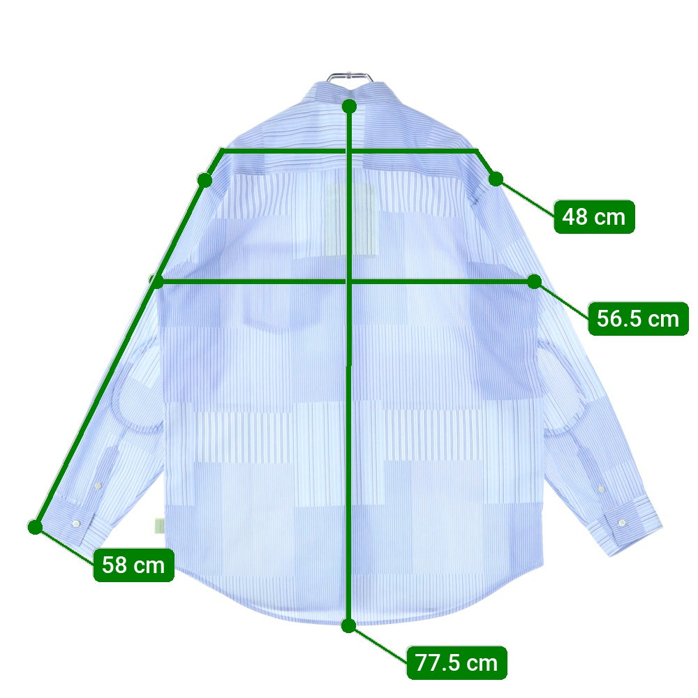 SSZ(エスエスズィー) 18SS SURF&SK8 BoltLeG ELBOW SHIRT サーフ&スケート ブートレグ ストライプ エルボー 長袖シャツ ブルー