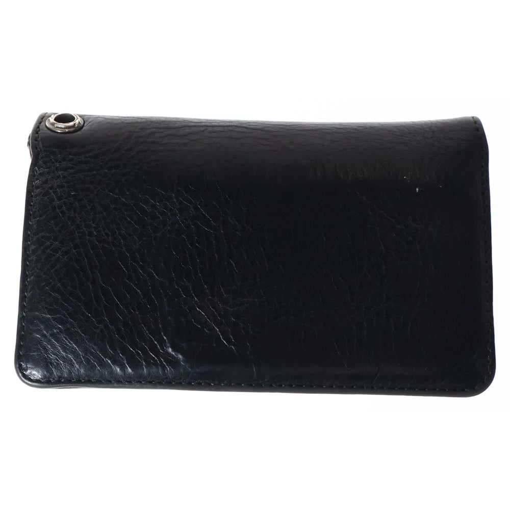 CHROME HEARTS(クロムハーツ) 1ZIP CROSS PATCH 1ジップ クロスパッチクロスボタンレザー財布 ブラック