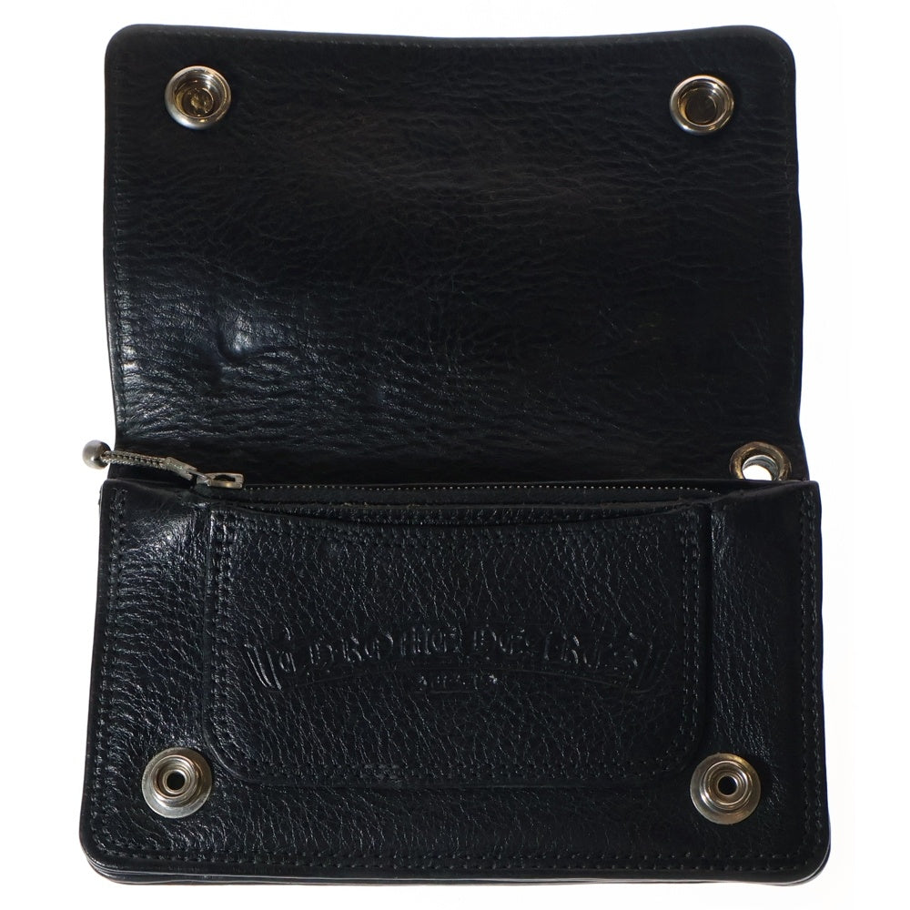 CHROME HEARTS(クロムハーツ) 1ZIP CROSS PATCH 1ジップ クロスパッチクロスボタンレザー財布 ブラック