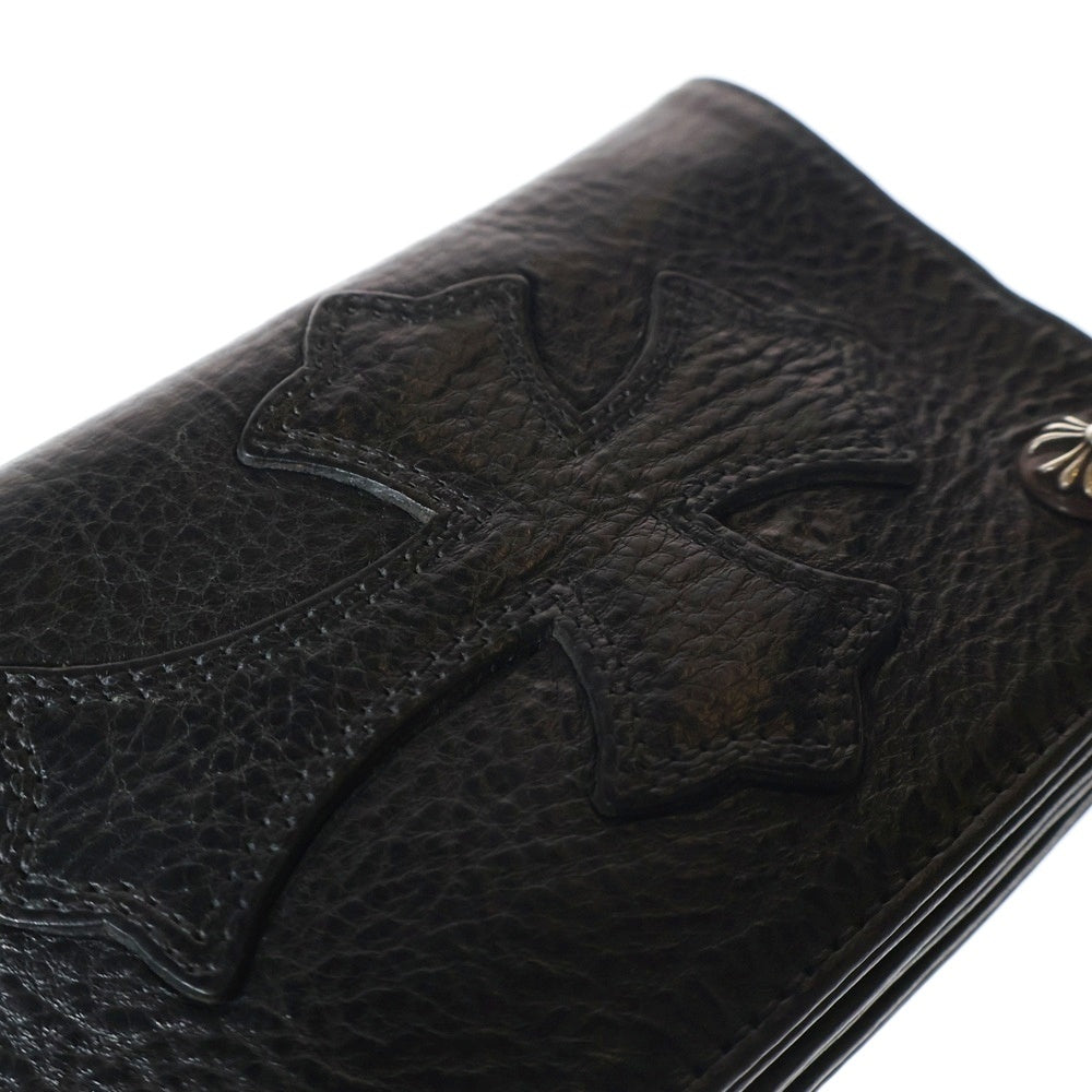 CHROME HEARTS(クロムハーツ) 1ZIP CROSS PATCH 1ジップ クロスパッチクロスボタンレザー財布 ブラック