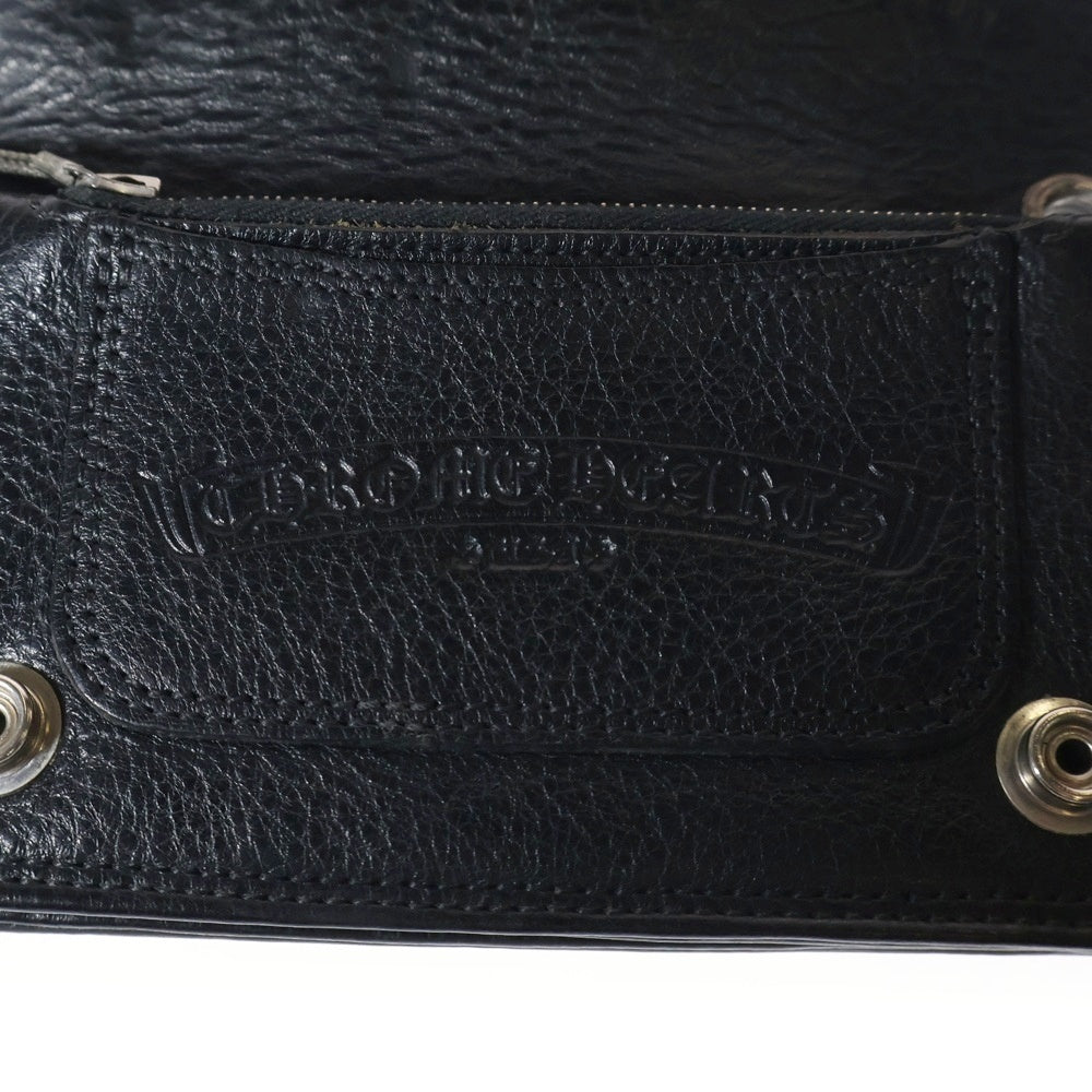 CHROME HEARTS(クロムハーツ) 1ZIP CROSS PATCH 1ジップ クロスパッチクロスボタンレザー財布 ブラック