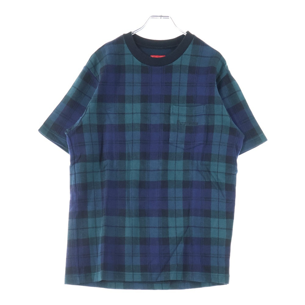 SUPREME(シュプリーム) 18SS Jacquard Tartan Plaid Pokcket Tee ジャガード タータンチェック ブラックウォッチ クルーネック 半袖Tシャツ カットソー カーキ/ブラック