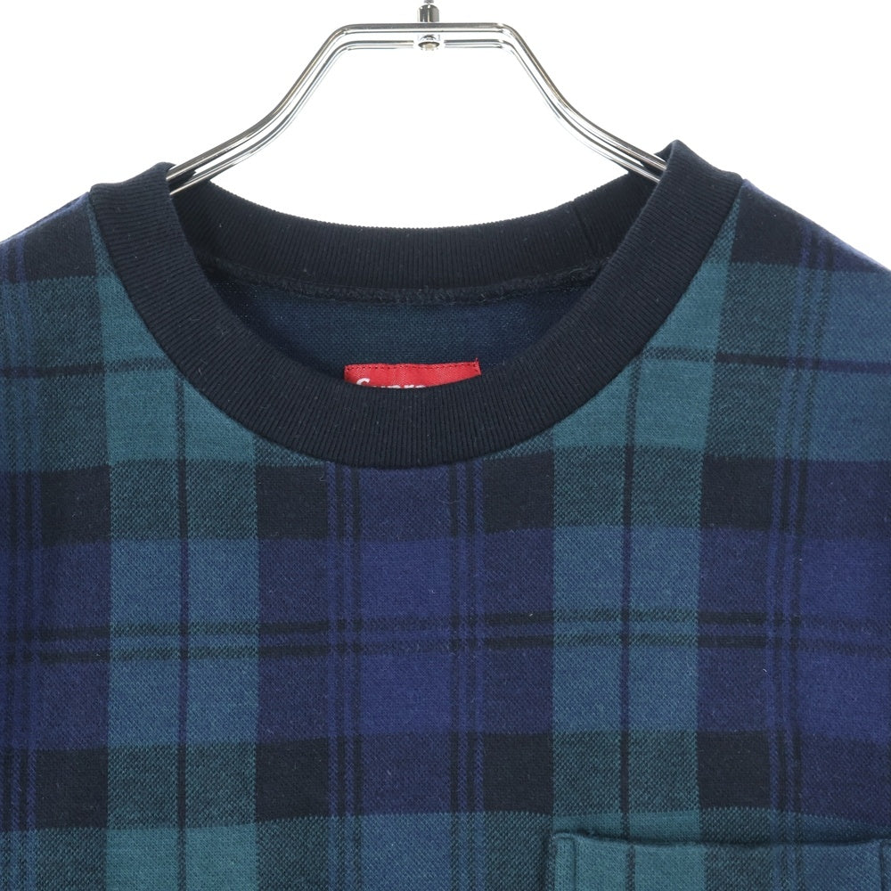 SUPREME(シュプリーム) 18SS Jacquard Tartan Plaid Pokcket Tee ジャガード タータンチェック ブラックウォッチ クルーネック 半袖Tシャツ カットソー カーキ/ブラック