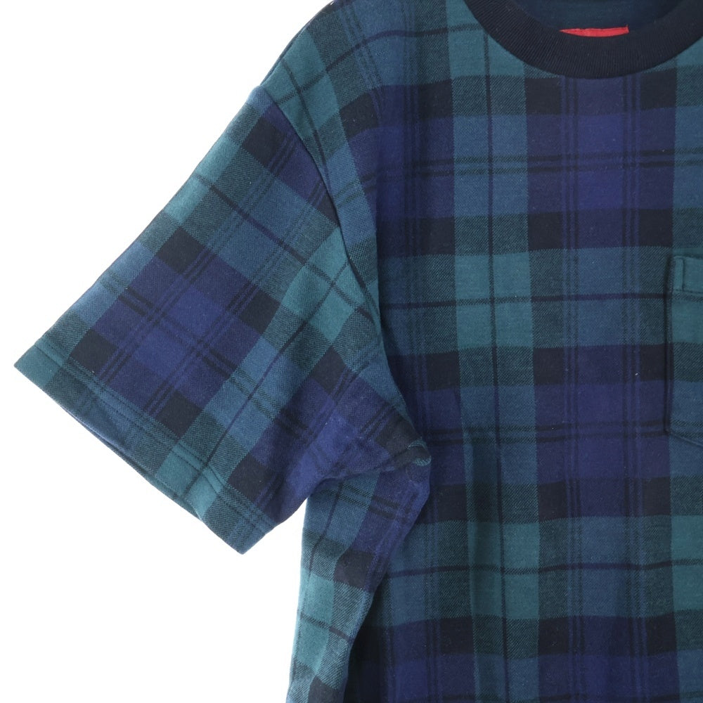 SUPREME(シュプリーム) 18SS Jacquard Tartan Plaid Pokcket Tee ジャガード タータンチェック ブラックウォッチ クルーネック 半袖Tシャツ カットソー カーキ/ブラック