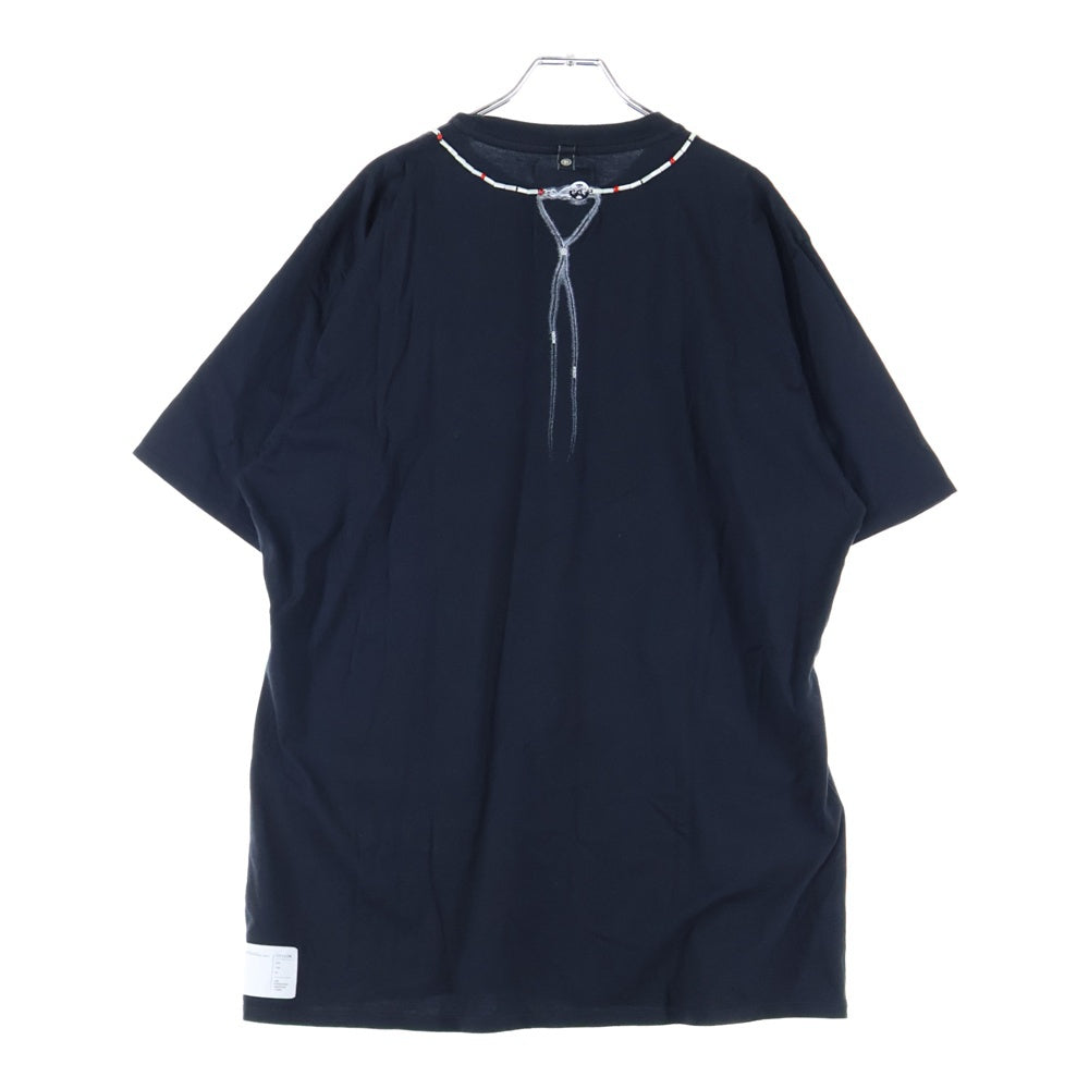 VISVIM(ヴィスヴィム) 00s 初期 ビーズT 赤ビーズ パイプビーズ ホワイトハーツ ゴローズネックレスプリント クルーネック 半袖Tシャツ カットソー ブラック