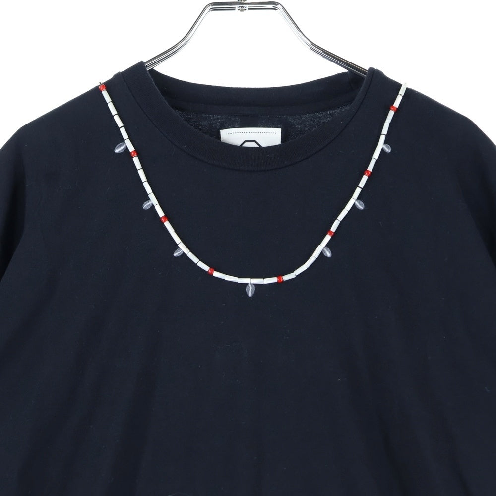 VISVIM(ヴィスヴィム) 00s 初期 ビーズT 赤ビーズ パイプビーズ ホワイトハーツ ゴローズネックレスプリント クルーネック 半袖Tシャツ カットソー ブラック