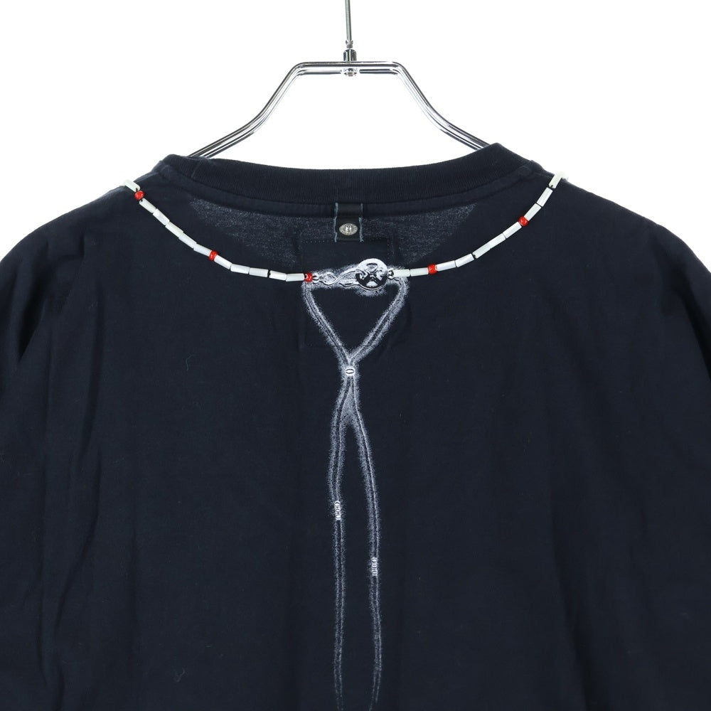 VISVIM(ヴィスヴィム) 00s 初期 ビーズT 赤ビーズ パイプビーズ ホワイトハーツ ゴローズネックレスプリント クルーネック 半袖Tシャツ カットソー ブラック
