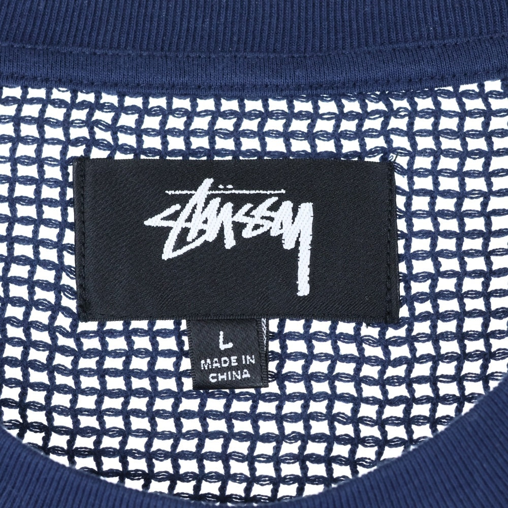 STUSSY(ステューシー) 22SS Cotton Mesh L/S Tee コットン メッシュ ロングスリーブ 長袖Tシャツ ネイビー 1140295