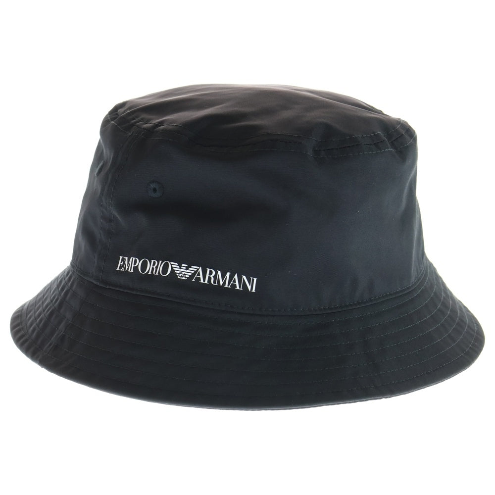 EMPORIO ARMANI(エンポリオアルマーニ) ロゴプリント バケットハット ブラック BQHA01