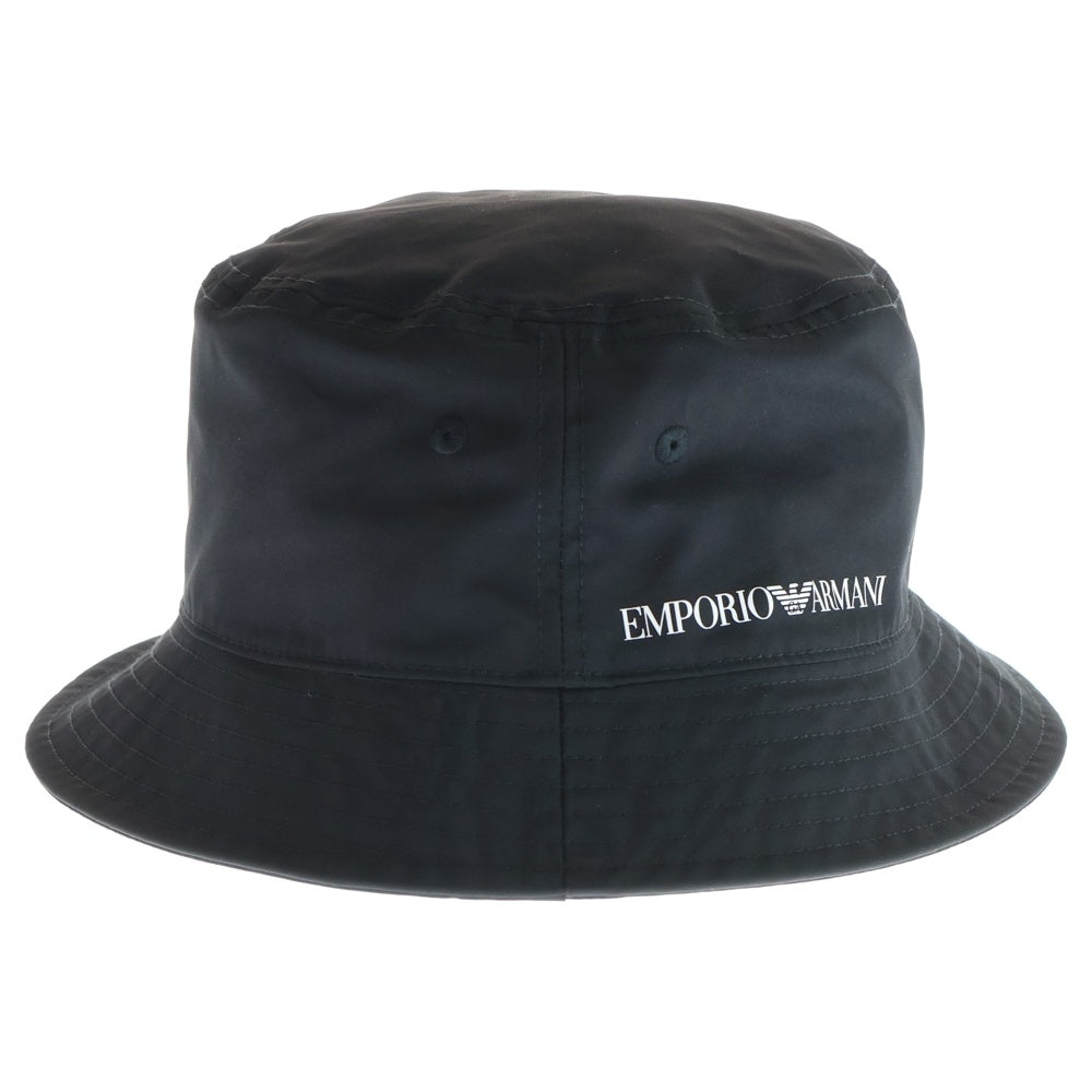 EMPORIO ARMANI(エンポリオアルマーニ) ロゴプリント バケットハット ブラック BQHA01