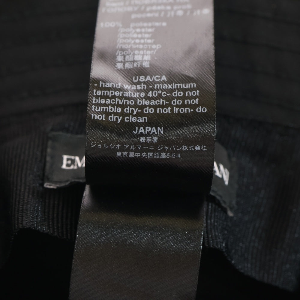 EMPORIO ARMANI(エンポリオアルマーニ) ロゴプリント バケットハット ブラック BQHA01