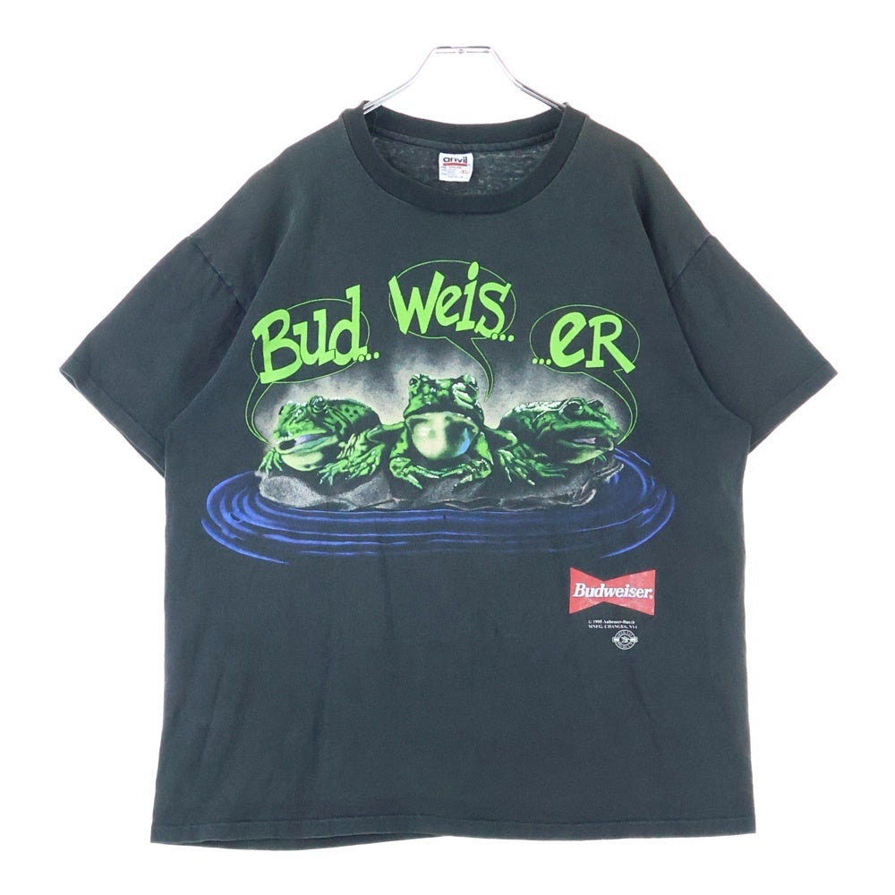 VINTAGE(ヴィンテージ) 90s VINTAGE Budweiser Frog Tee バドワイザー カエル 両面プリント クルーネック 半袖Tシャツ カットソー ブラック