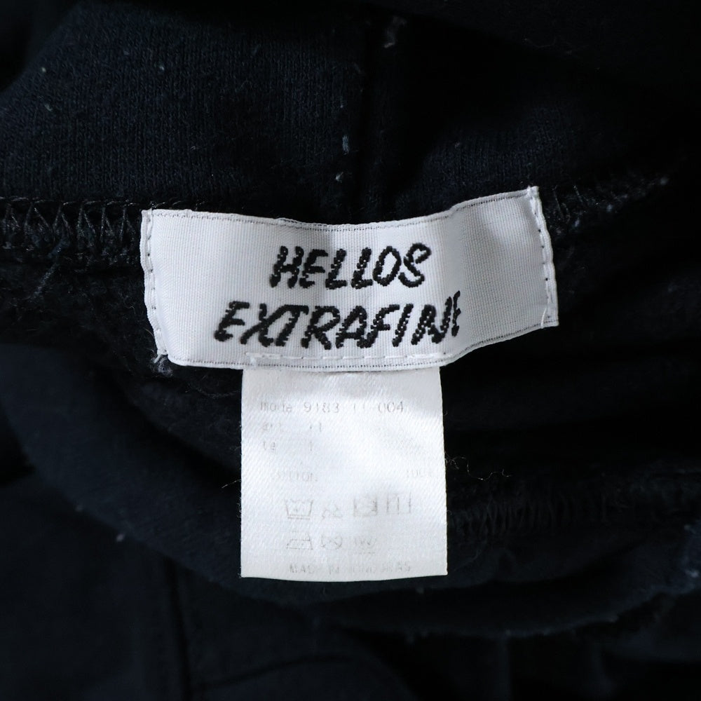 NO BRAND(ノーブランド) HELLOWS EXTRAFINE ハローズエクストラファイン フロントロゴ 刺繍 プルオーバーパーカー フーディ ブラック