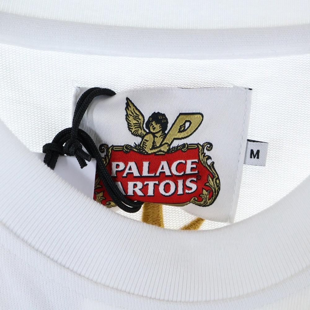 Palace Skateboards(パレススケートボーズ) 21SS x Stella Artois Drop Shoulder Long-Sleeve フロントロゴ刺繍 長袖Tシャツ ホワイト P20STES001