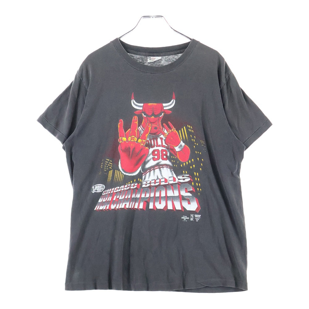 VINTAGE(ヴィンテージ) 90s NBA CAMPIONS シカゴブルズ NBA優勝記念 クルーネック 半袖Tシャツ カットソー ブラック