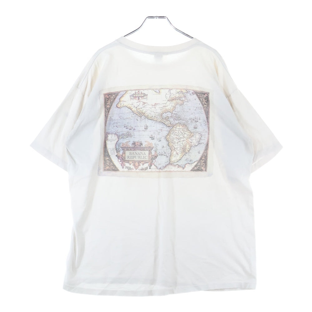 VINTAGE(ヴィンテージ) 90s Banana Republic バナナリパブリック 世界地図プリント クルーネック 半袖Tシャツ カットソー ホワイト