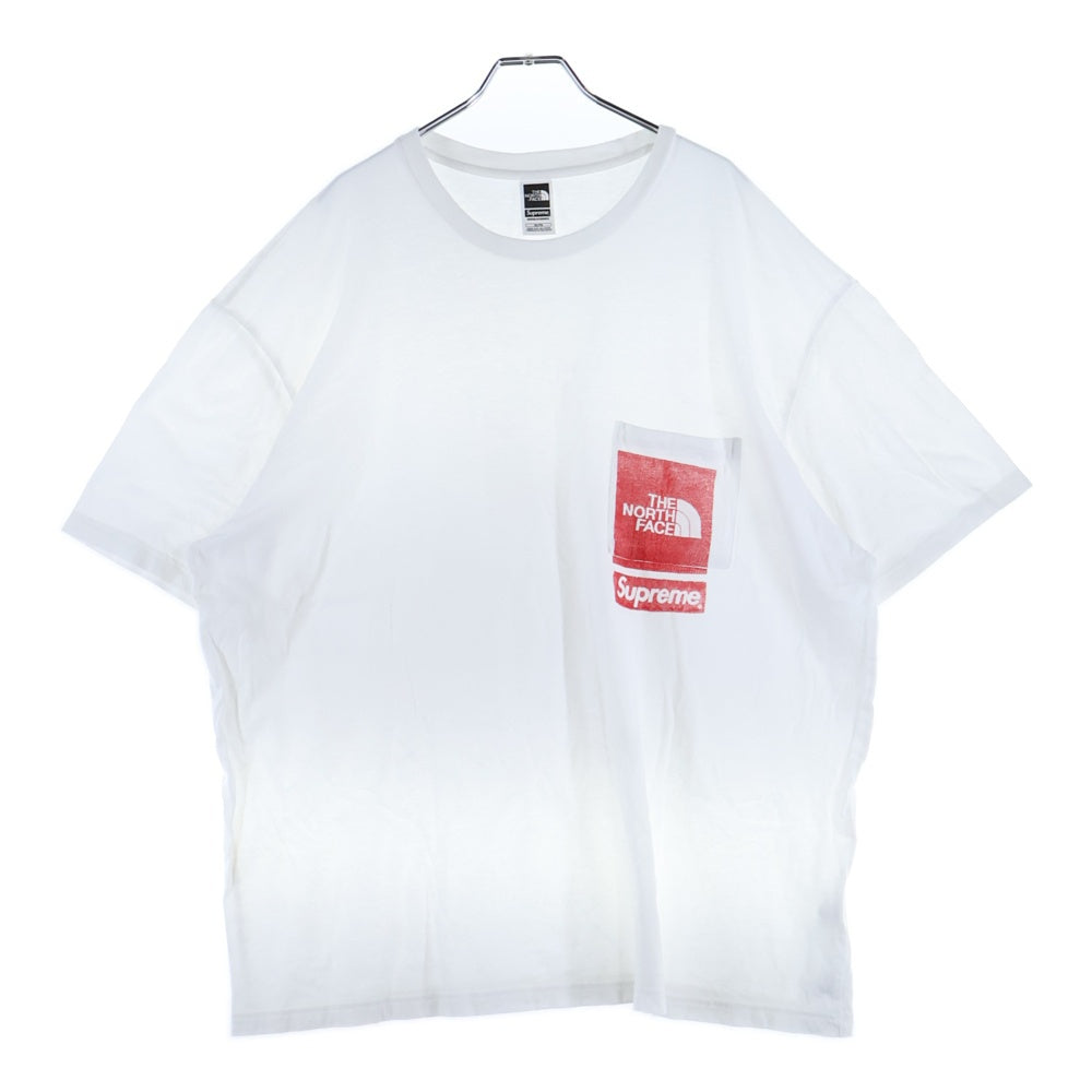 SUPREME(シュプリーム) 23SS ×THE NORTH FACE Printed Pocket Tee ザ ノースフェイス ポケット ロゴプリント クルーネック 半袖Tシャツカットソー ホワイト NT02309I