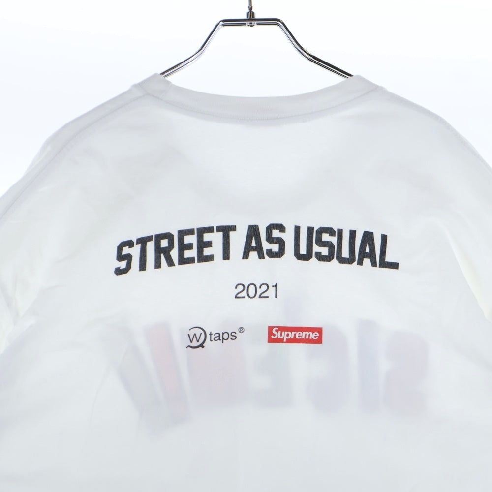 SUPREME(シュプリーム) 21AW×WTAPS Sic'em! Tee ダブルタップス シッケム ロゴプリント クルーネック 半袖Tシャツ カットソー ホワイト
