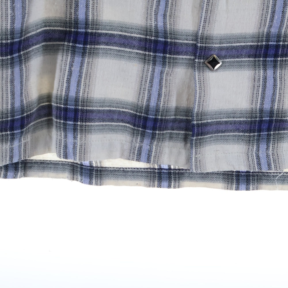 BELAFONTE(ベラフォンテ) オンブレ オープンカラー ネルシャツ チェック 長袖シャツ ブルー