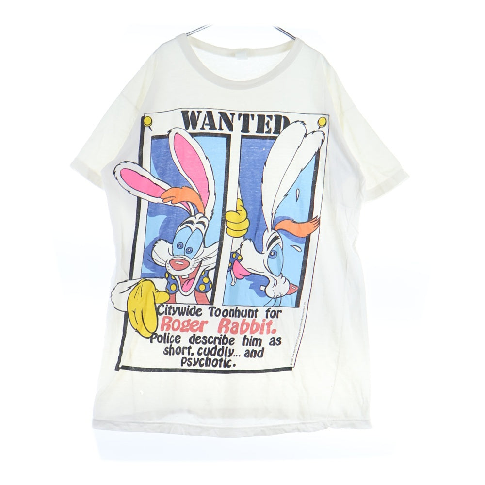 VINTAGE(ヴィンテージ) 80s Disney TOON WEAR Roger Rabit ロジャーラビット フロントプリント 半袖Tシャツ カットソー ホワイト